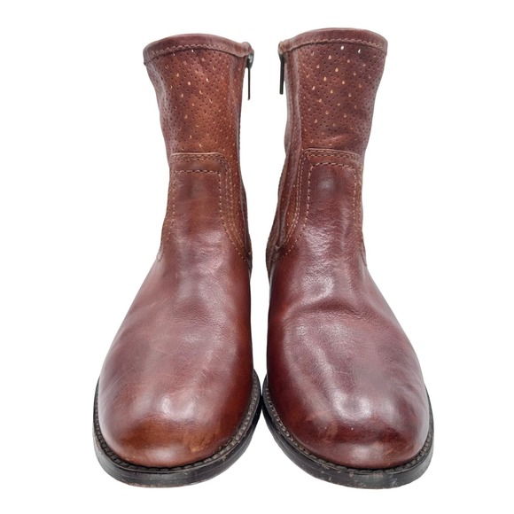 Frye | Women | Melissa Whiskey Perforated Leather Ankle Booties | Size 5.5 M - Picture 4 of 16